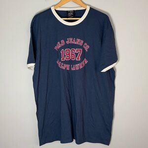 Polo Ralph Lauren Shirt Mens XL Blue Ringer Spell Out Logo 1967 Y2K